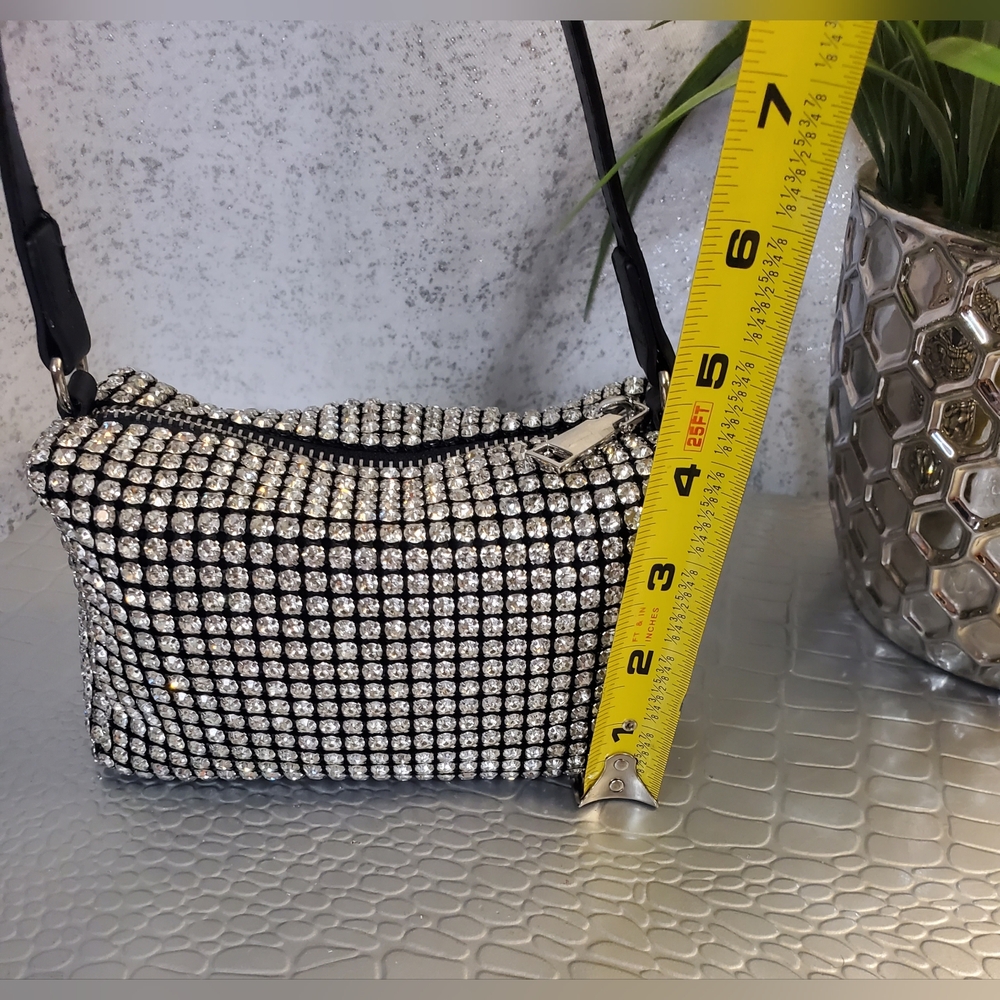 Urban Expressions Ginger Evening Rhinestone Mini Bag Silver Black - Picture 9 of 16